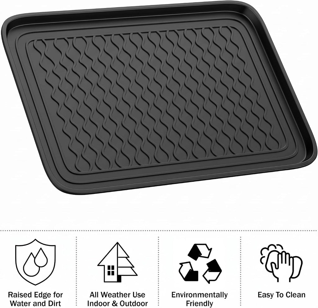 Stalwart Indoor Outdoor Boot Tray, Black, 23.75x15.75, 2-Pack