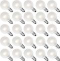 25Pack G40 LED Replacement Light Bulbs, 0.6W Frosted White LED Globe Bulbs for Outdoor String Light (E12 / C7 Screw Base Sockets), Warm White 2700K, Dimmable