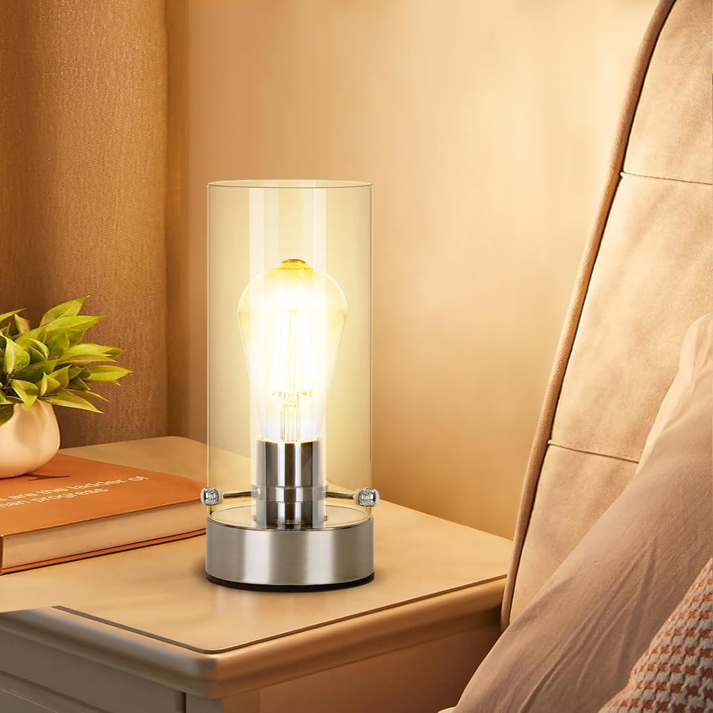 Table Lamp for bedroom, Modern Glass Lamp Bedside Lamps for Night stands