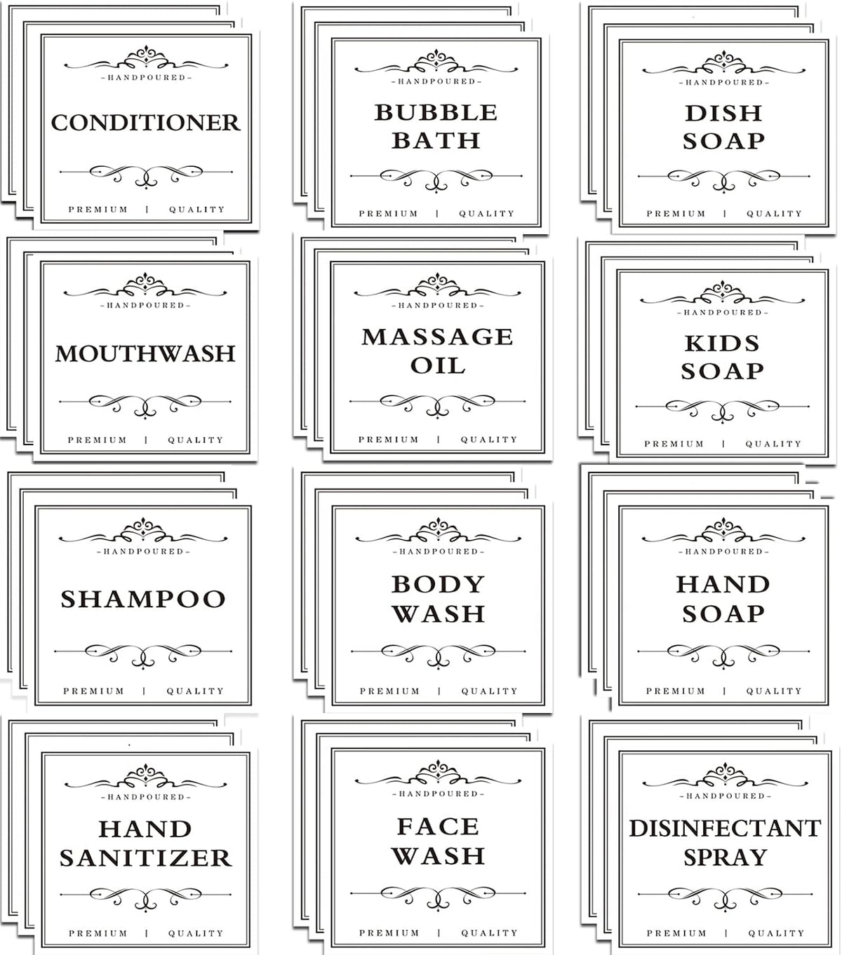 36 PCS Soap Dispenser Organization Printed Label Stickers White