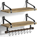 Love-KANKEI 17.3"Floating Wall Shelves Set of 2,Solid Wood,Carbonized Black