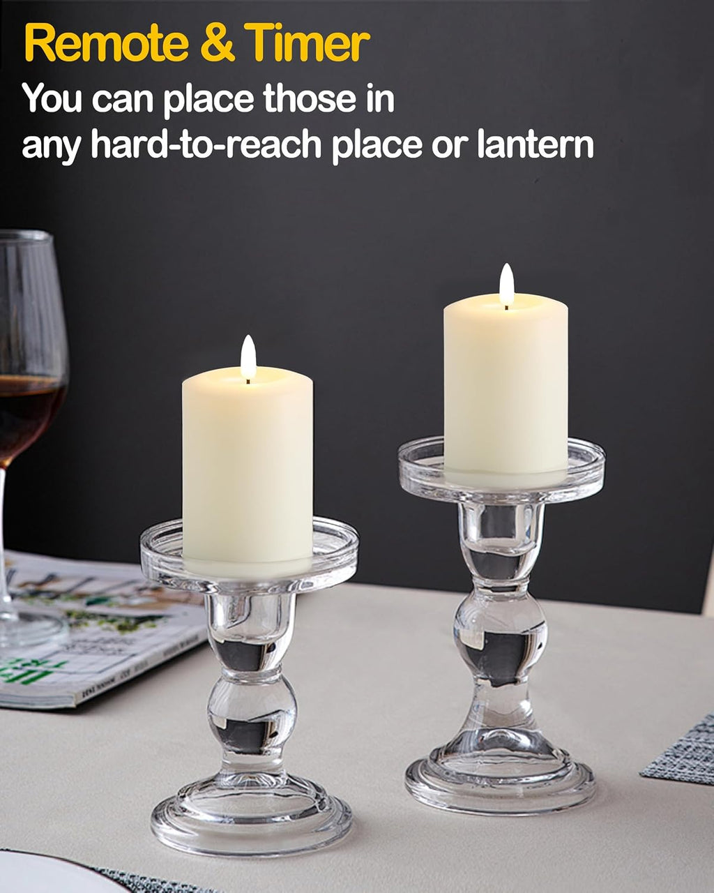 Gmnee 3"x4" Flickering Flameless Candles with Remote Timer, LED Candles