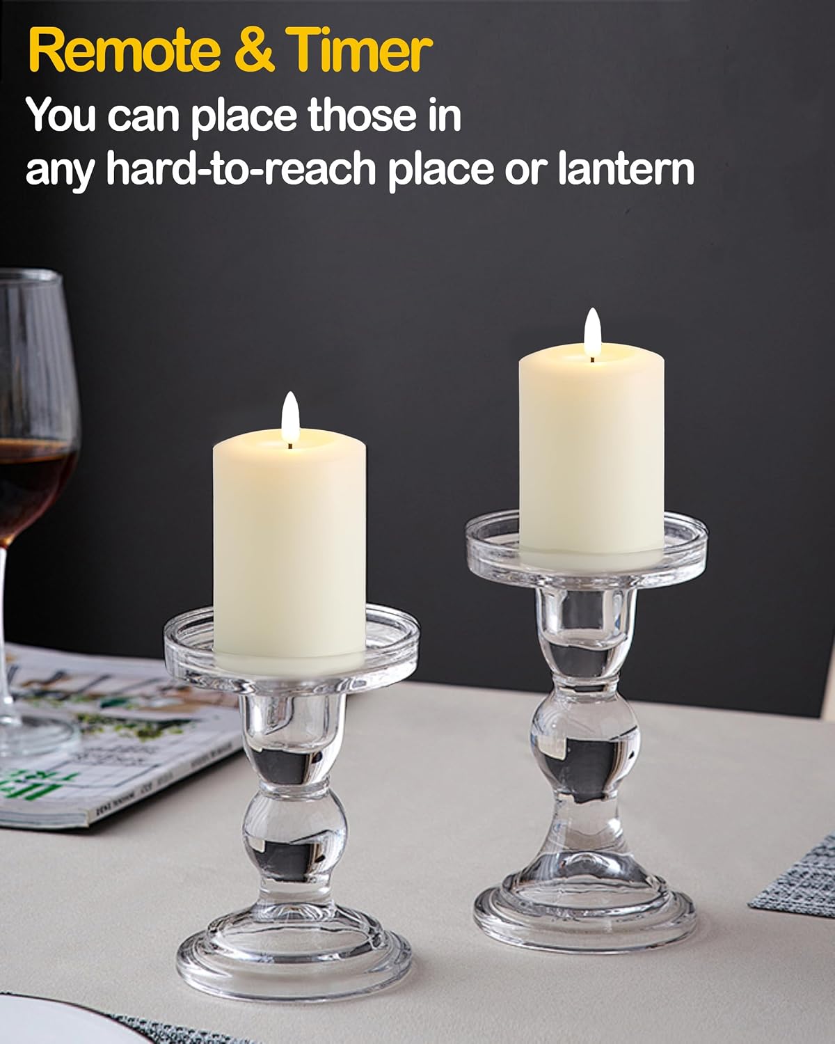 Gmnee 3"x4" Flickering Flameless Candles with Remote Timer, LED Candles
