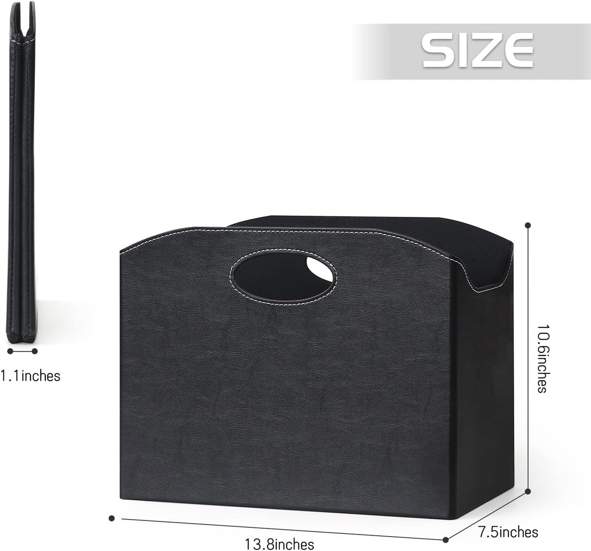 EZDeco Magazine Holder Foldable Magazine Rack Floor PU Leather File Holder Newspaper Book Storage Magazine Basket Document File Folder Organizer for Office Home (Black)