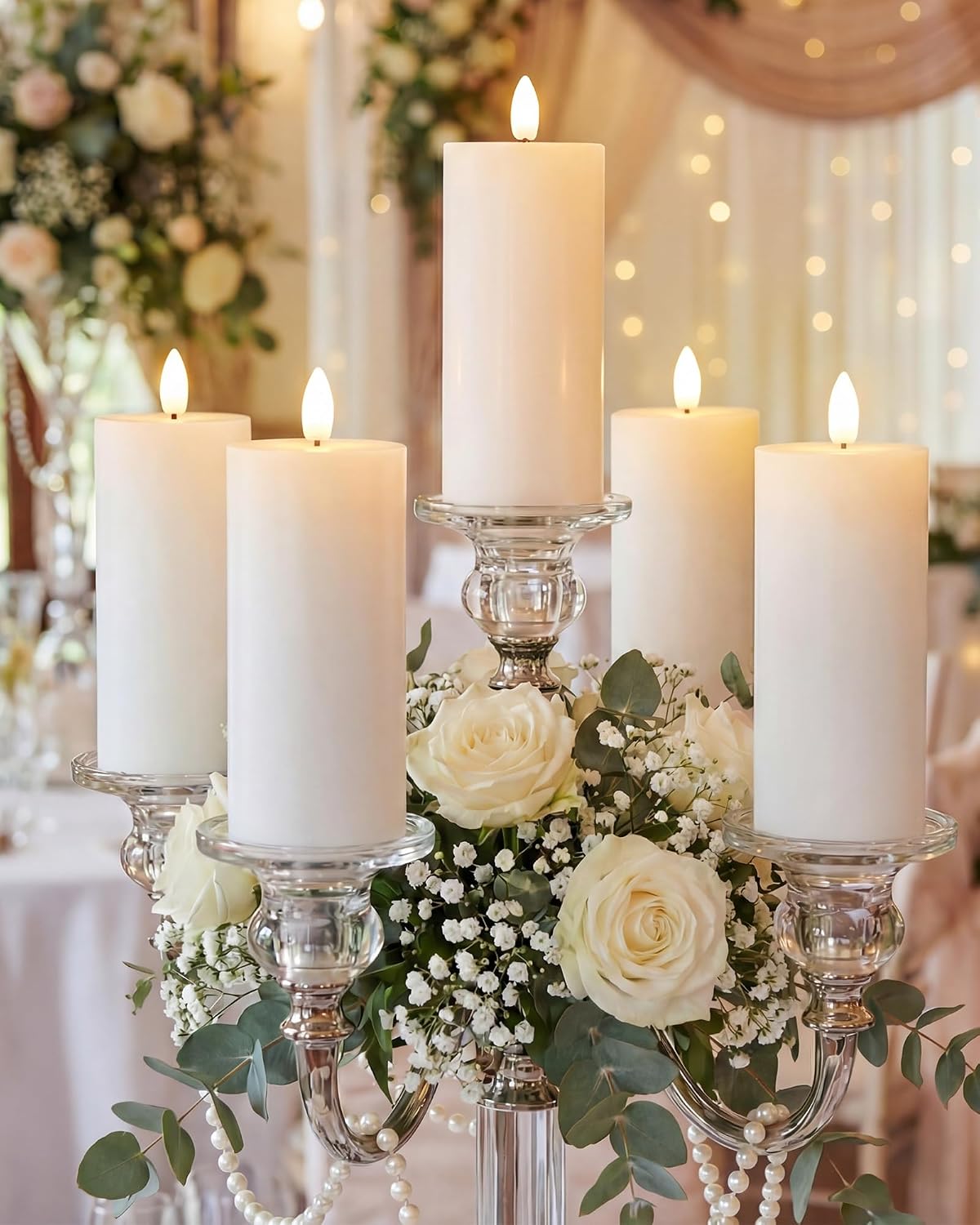 VIHOSE 6 Pack White Flameless Candles Set with Remote and Timer Flickering Flameless Battery Candles LED Pillar Flat Top for Wedding Outdoor Home Festival Decoration(D 3" H 7")