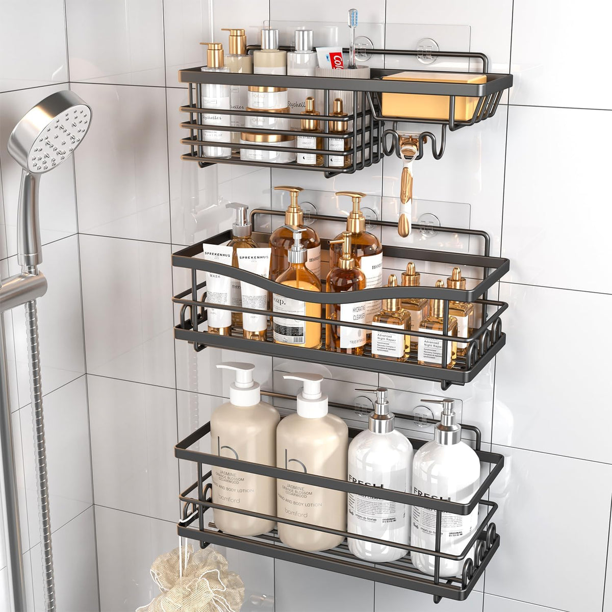 Youvip Shower Caddy, 3 Pack, Black