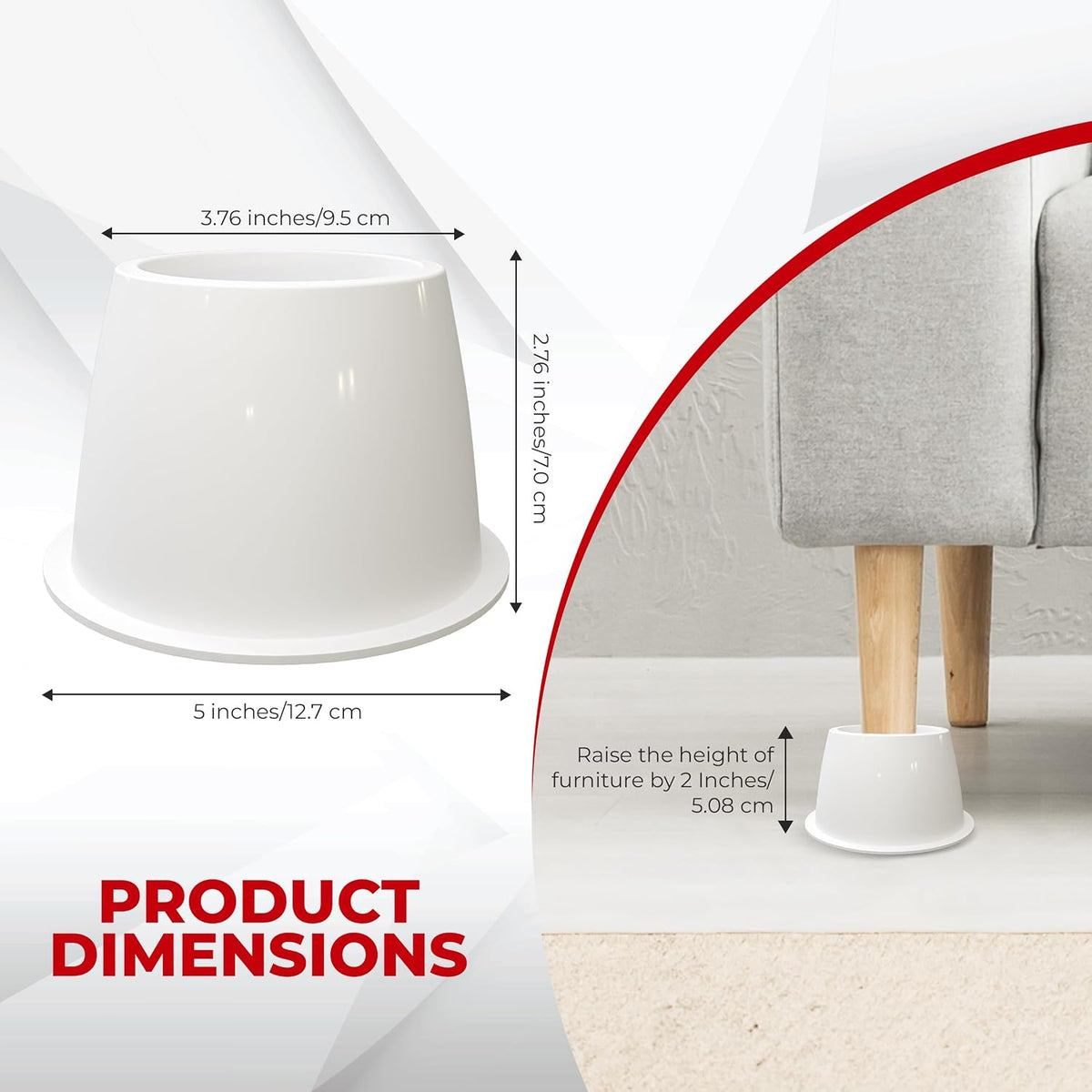 Utopia Bedding 2 Inch Bed Risers 8 Pack, Round Heavy Duty, White