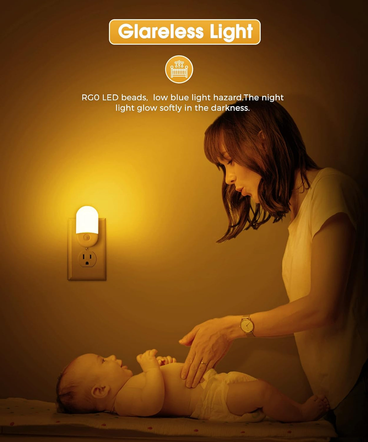 L LOHAS LED Amber Night Light, Night Lights Plug into Wall[2 Pack]