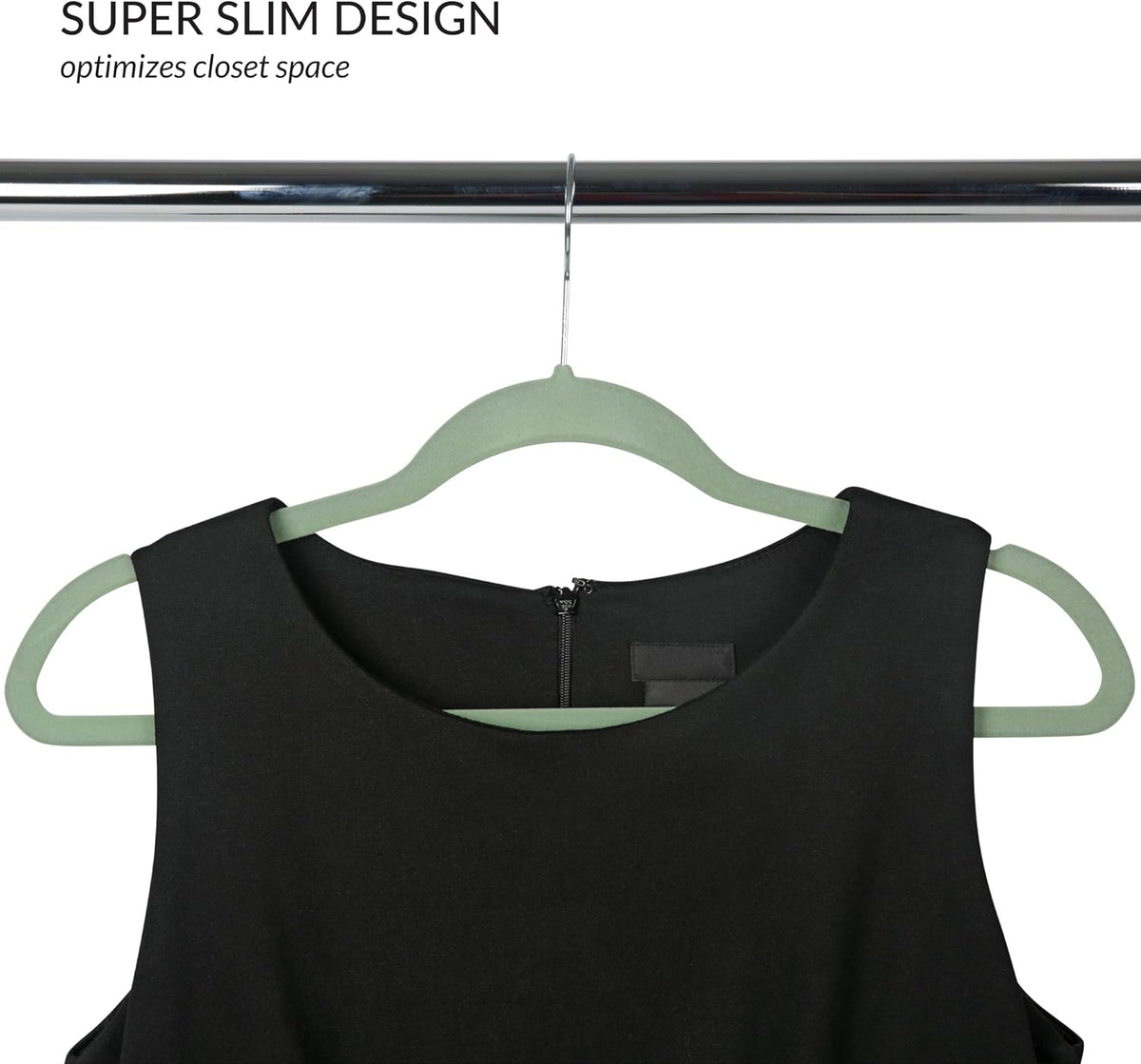 Simplify Slim Velvet Clothes Hangers | 100 Pack | Non-Slip | Shirts | Suit | Pants | Dresses | Garments | Closet Storage & Organization | Durable | Sage