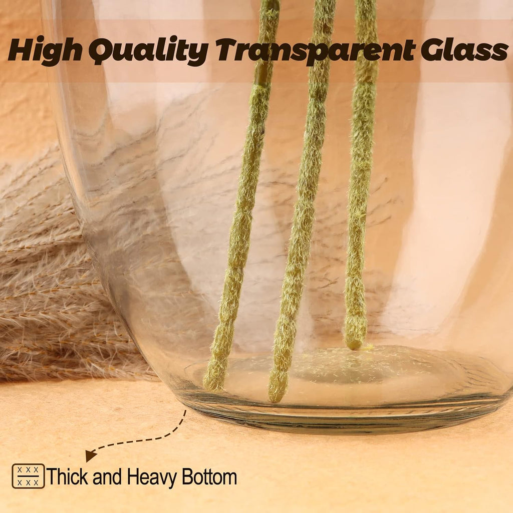 PINIWON Large Clear Glass Vase, 11.2'' H x 7.1'' W, Bubble Flower Vase