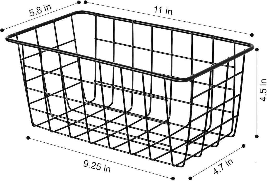 Nandae 5 Pack Wire Storage Baskets, Hanging Wall Basket Premium Metal Storage Bin Organizer Basket for Home Office Kitchen Pantry Bathroom Countertop, Black