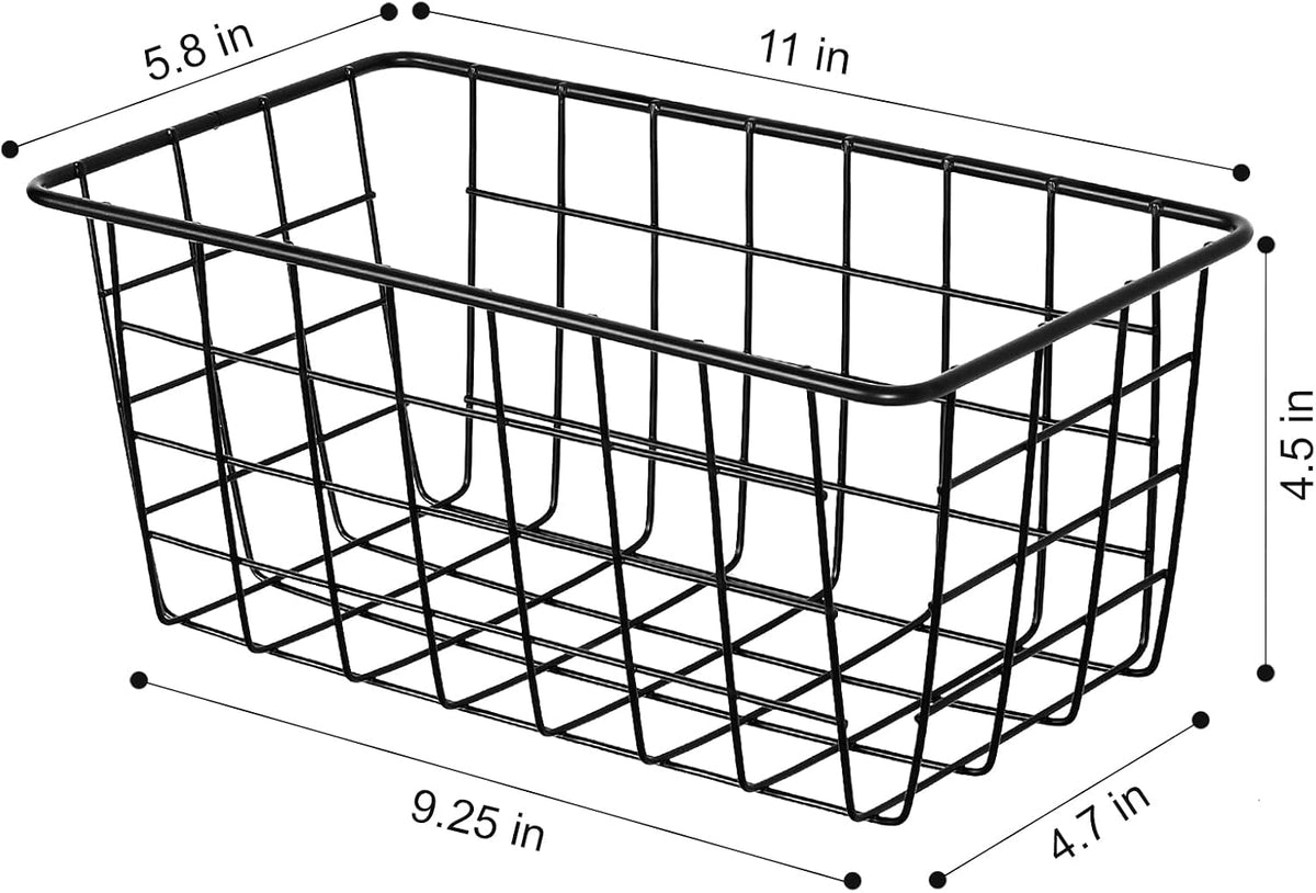 Nandae 5 Pack Wire Storage Baskets, Hanging Wall Basket Premium Metal Storage Bin Organizer Basket for Home Office Kitchen Pantry Bathroom Countertop, Black