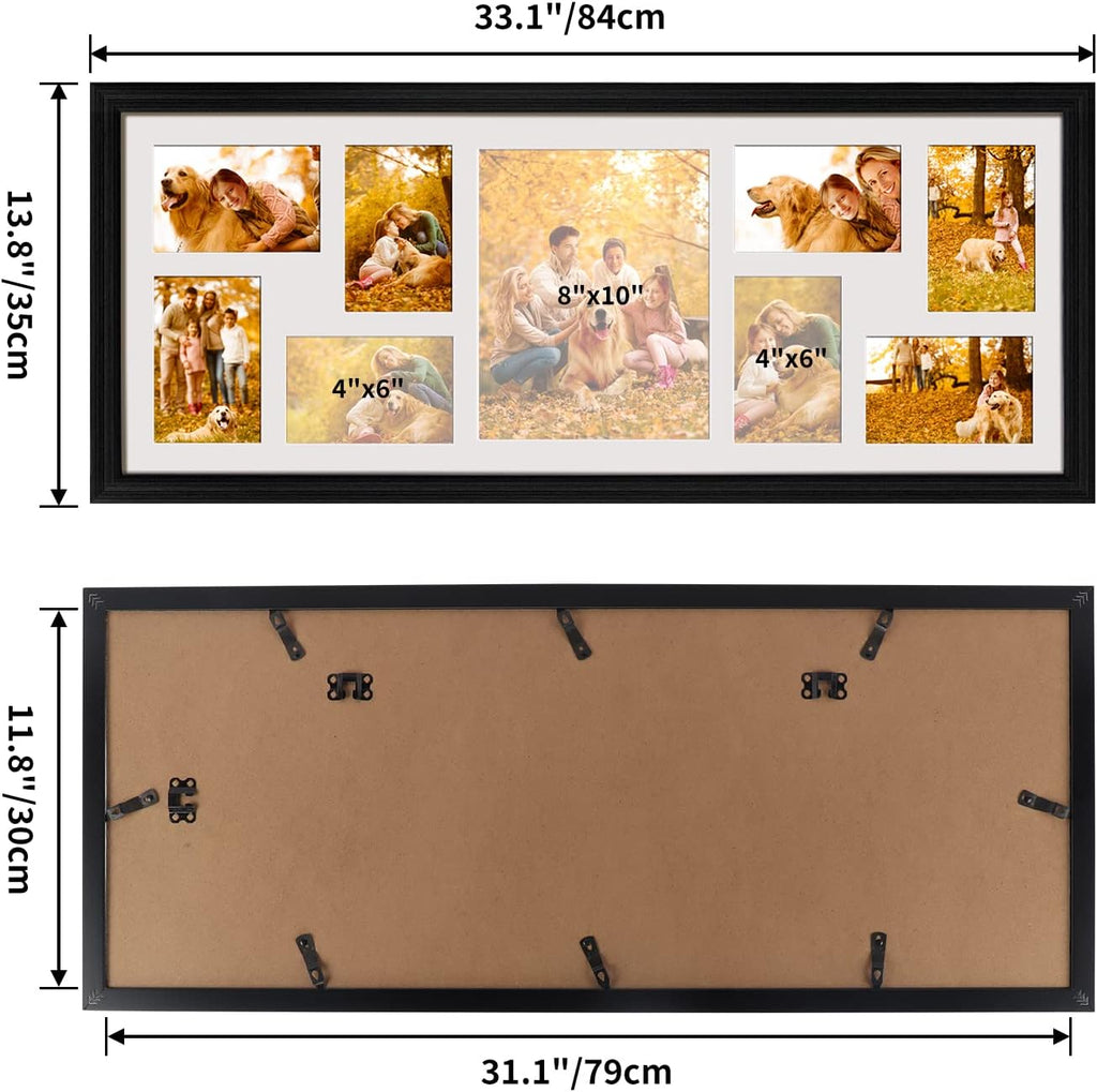 WIFTREY 2 Pack 4x6 Picture Frames Collage with 9 Openings, Display Eight 4 x 6 Pictures and One 8x10 Photos for Wall Mounting, Black