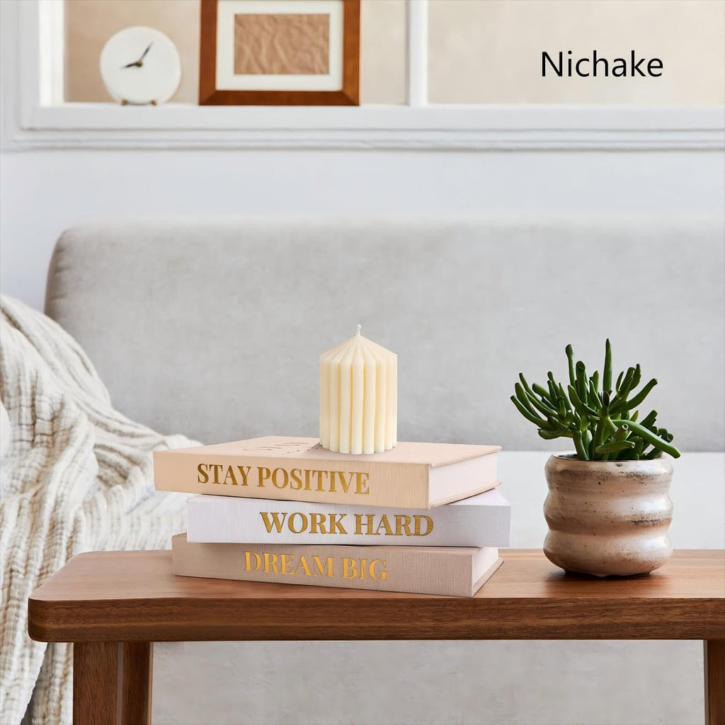 Set of 3 Linen Covered Decorative Books for Home Office Decor
