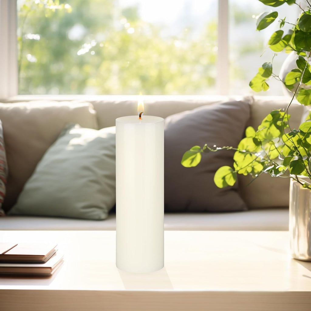 Mega Candles 3 pcs Unscented Solid Off White Pillar Candles, Hand Poured Premium Wax Candle 3 Inch x 9 Inch, Home Décor, Spas, Weddings, Occasions, Party, Centerpieces, Holidays, Vigils, Prayers