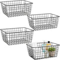 Metal Black Large Wire Basket Food Storage Organizer,pantry organizers and storage for Organizing Kitchen Cabinets potato onion, 4 Pack