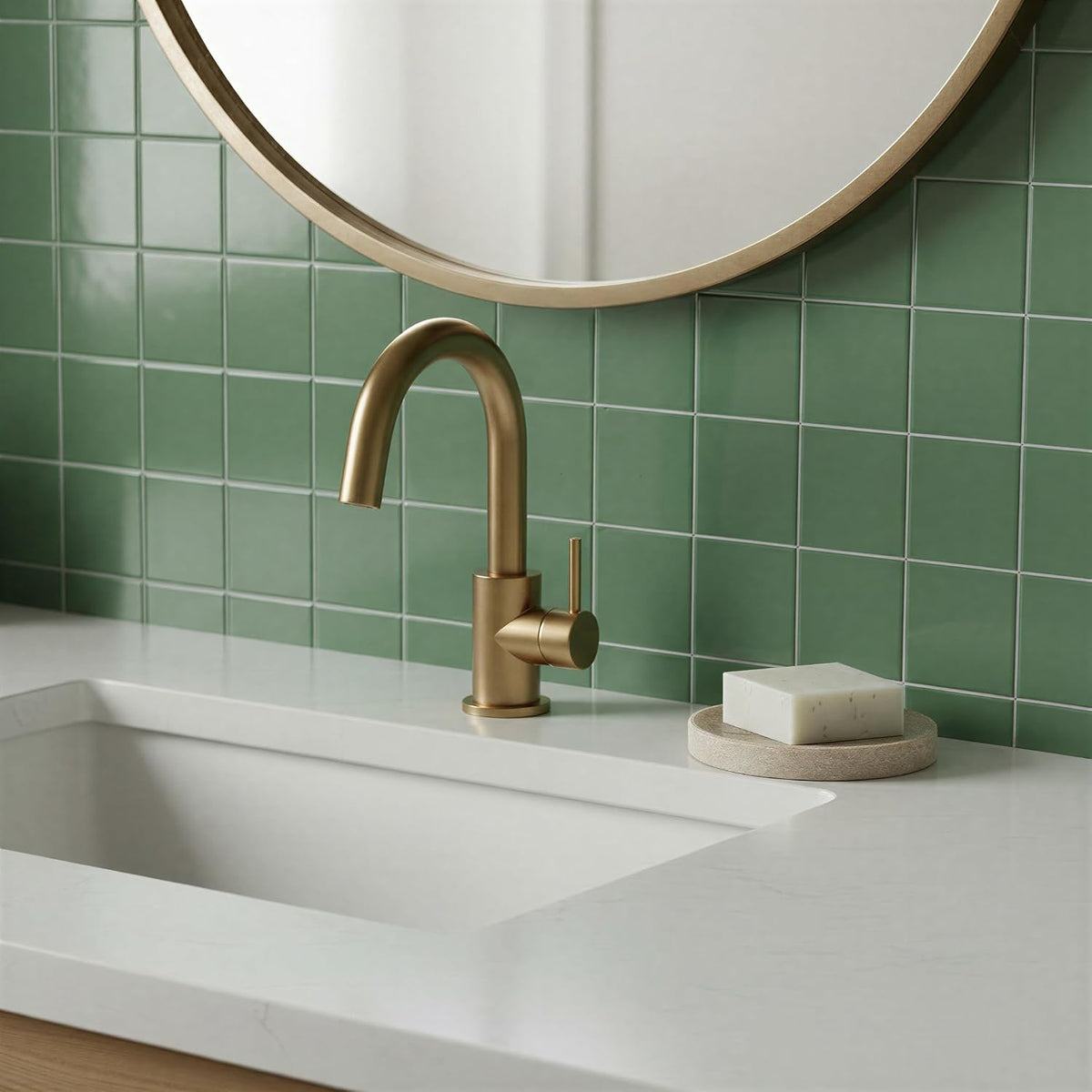 Creative Co-Op Marble Round Soapdish, Beige