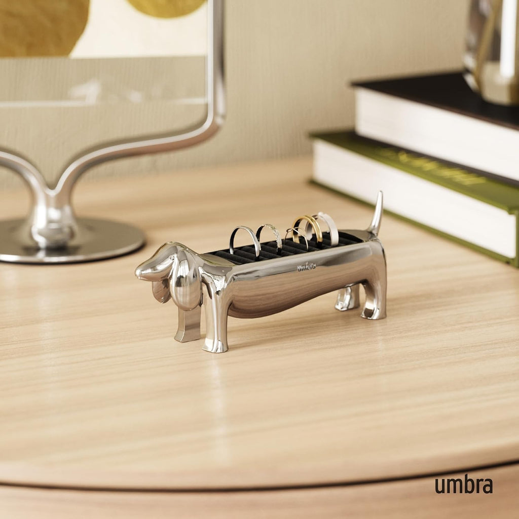 Umbra Dachsie Ring Holder, Weiner Dog Dachshund Jewelry Storage, Chrome