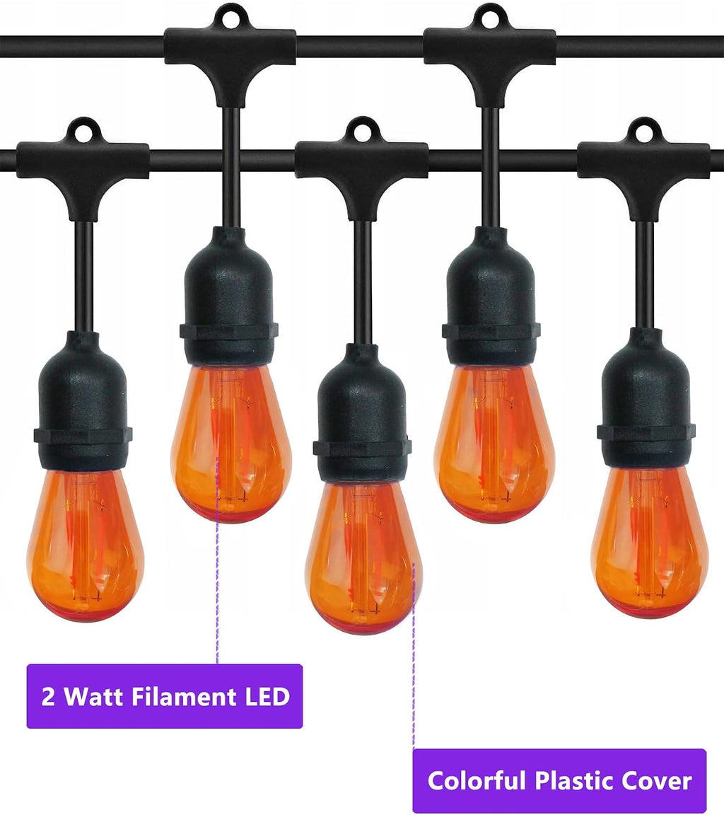 15 Pack S14 LED Orange Light Bulbs, Shatterproof 2 Watt E26 Base