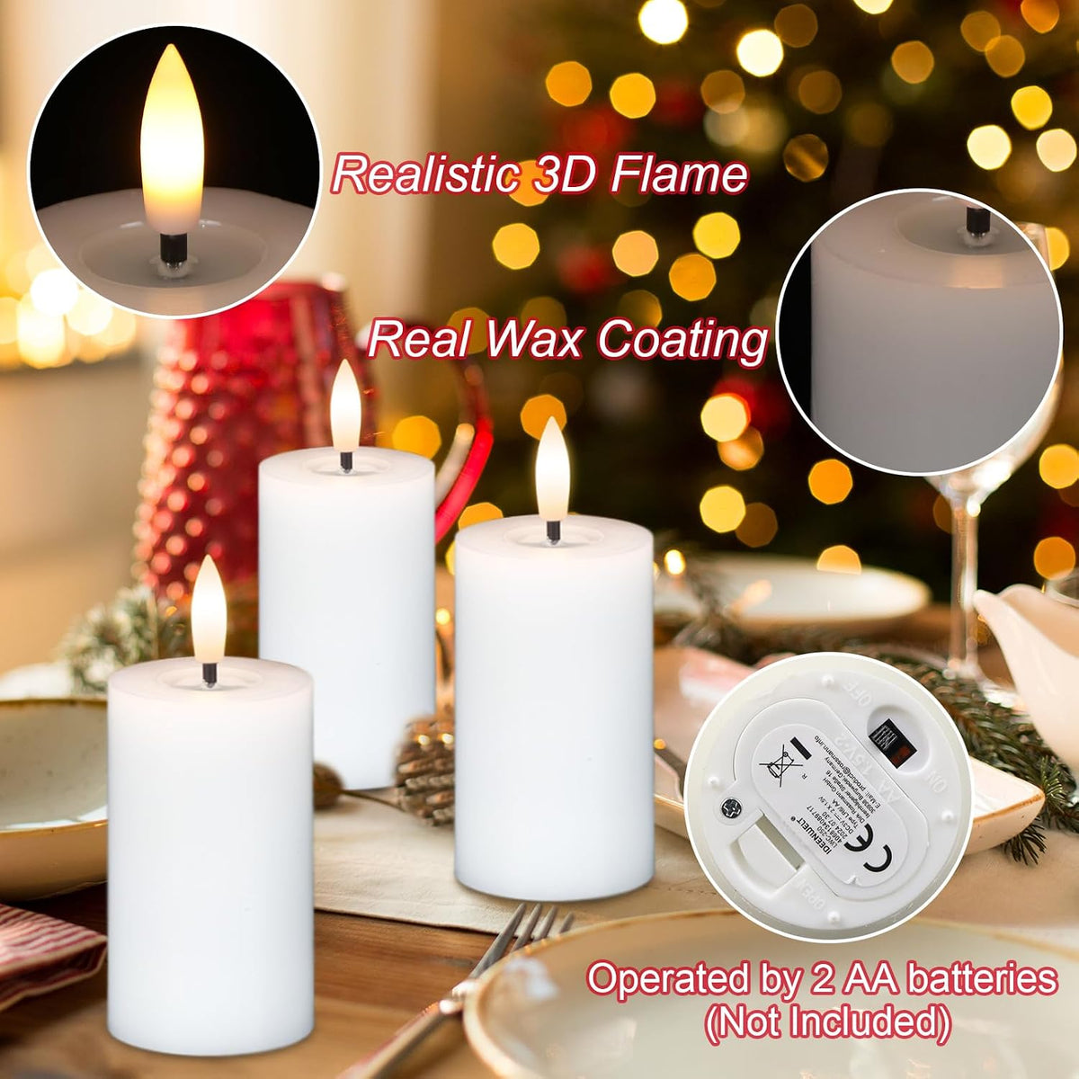 Votive Flameless LED Candles Battery Operated with Remote Timer, White