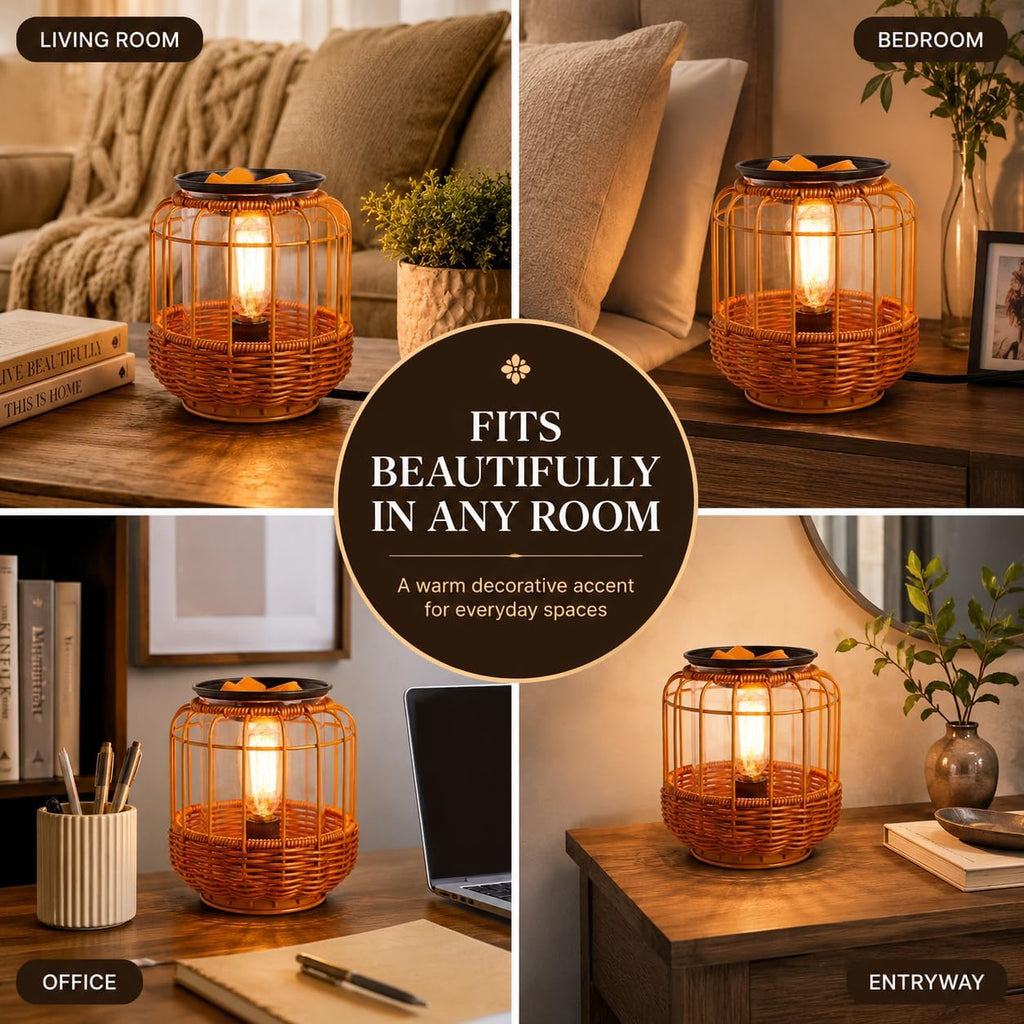 Rattan Wax Melt Warmer Electric Wax Warmer for Scented Wax Cubes