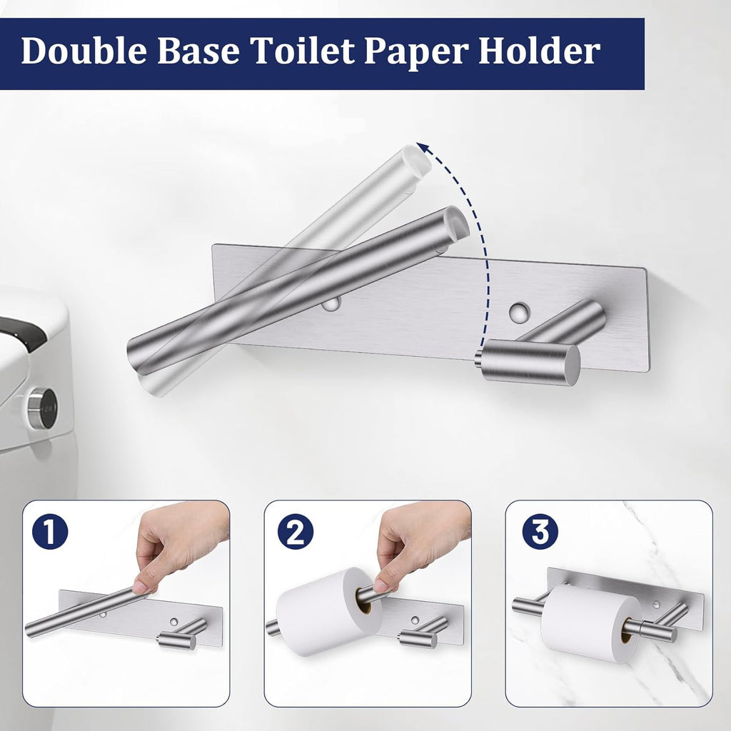 Lairuier Brushed Nickel Toilet Paper Holder, Adhesive or Screw Wall Mount