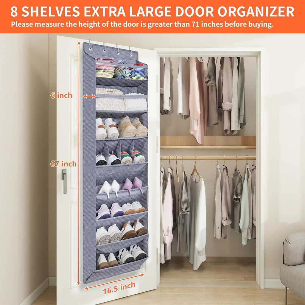 1 Pack Over The Door Shoe Organizer, 8 Shelves Hanging Shoe Organizers,