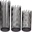 Candle Holders Set of 3 Black Metal Iron Pillar Candlestick Modern Indoor and Outdoor Candlestick Holders for Table Centerpiece Fireplace Mantel Decoration,Home,Party, Wedding,Dining Room Decor