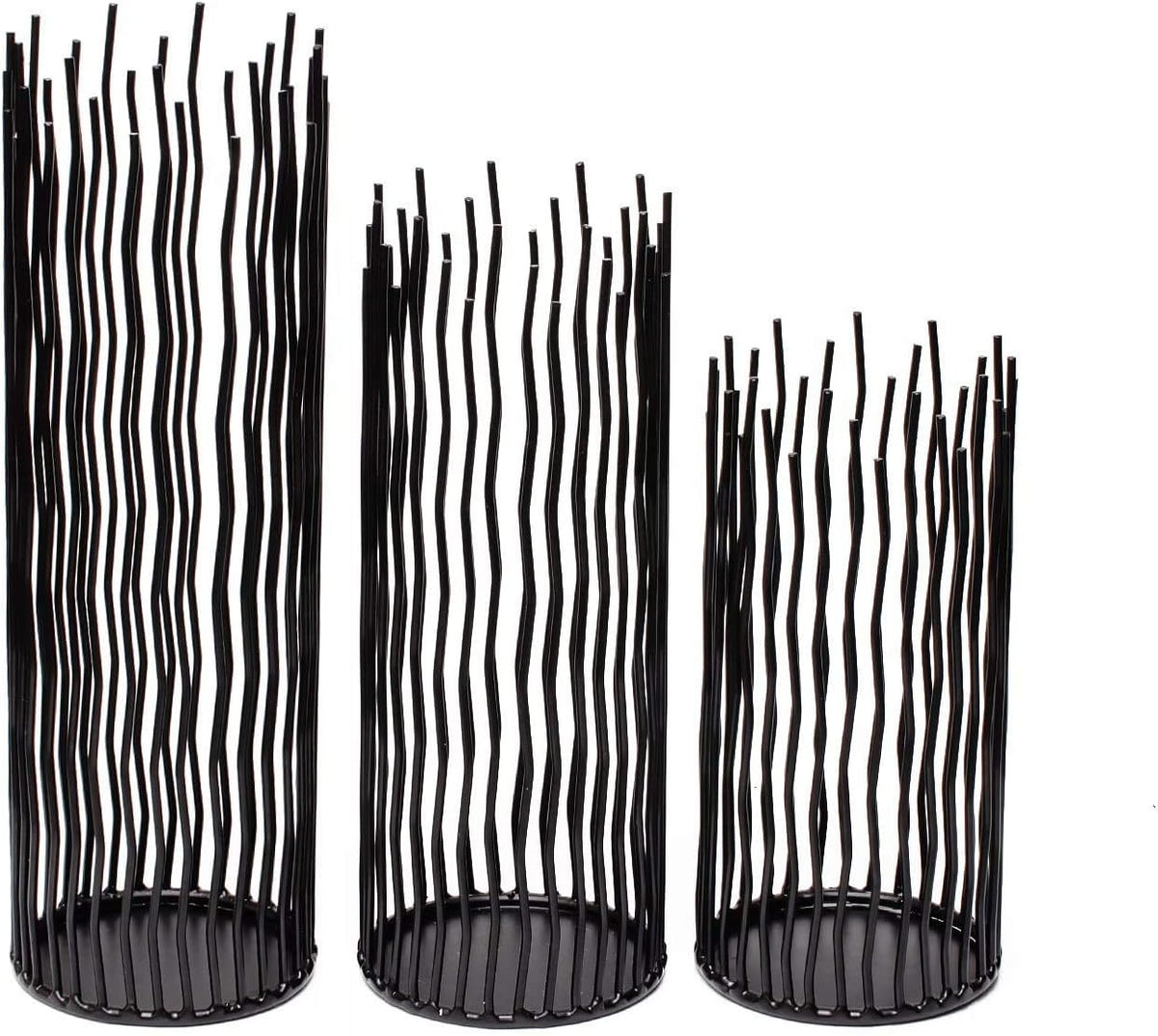 Candle Holders Set of 3 Black Metal Iron Pillar Candlestick Modern Indoor and Outdoor Candlestick Holders for Table Centerpiece Fireplace Mantel Decoration,Home,Party, Wedding,Dining Room Decor