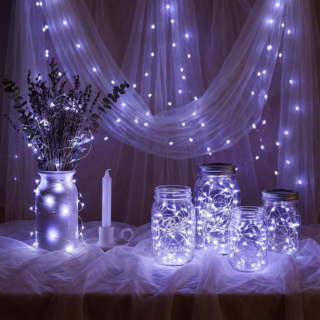 Macarrie Fairy Lights 33ft 100 LED USB Light, Cool, White USB, 20 Pcs