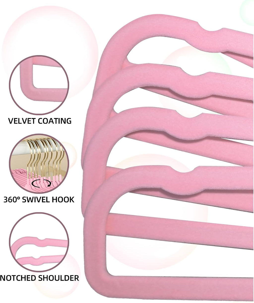 Felt Hangers Pink Velvet Hangers, Cute Pants Hanger, 20 Pack Chic Hangers
