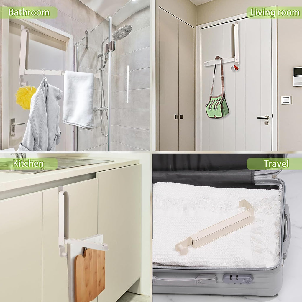 Over The Door Drying Rack, 2 Pack White Foldable Clothes Hanger Doors Hooks