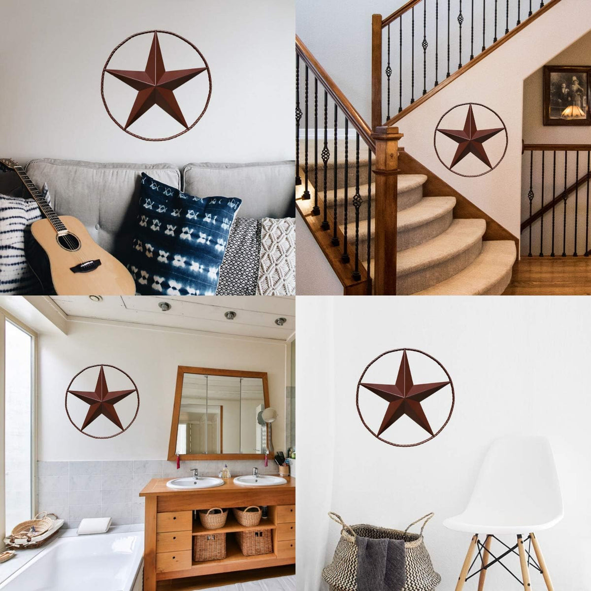 Barn Star - Metal Stars for Outside Texas Stars Art Rustic Vintage Western Country Home Farmhouse Wall Decor (24")