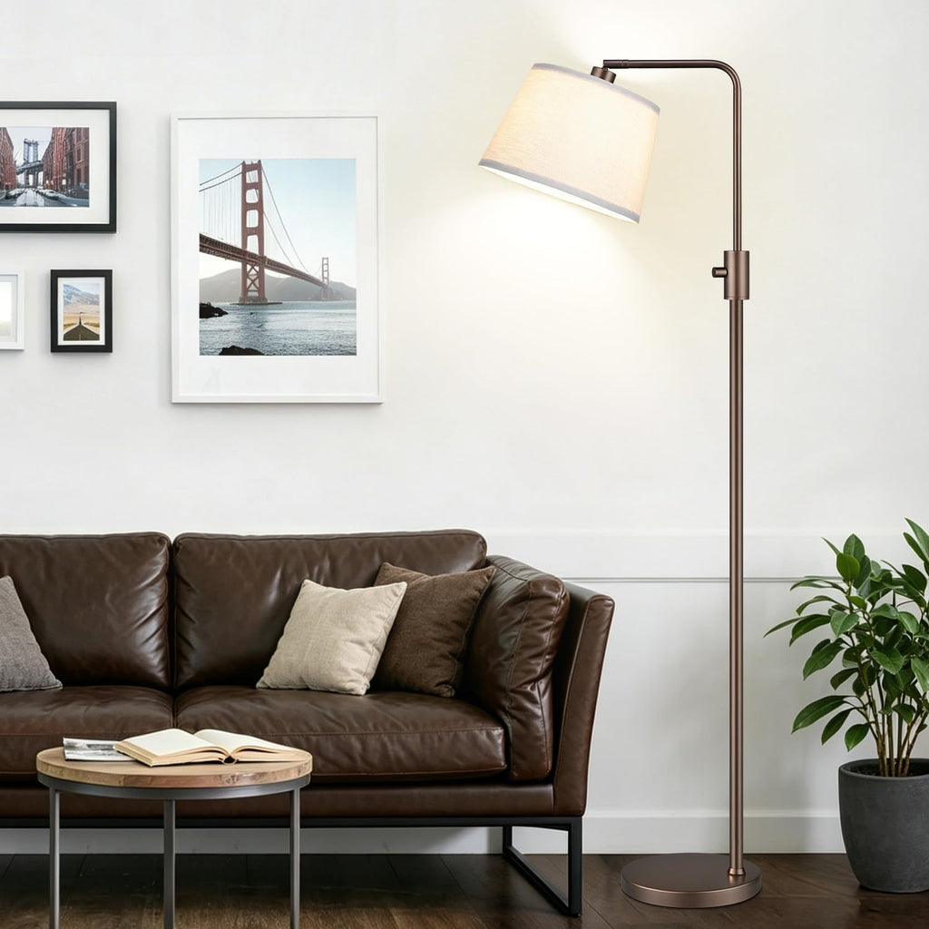 Nintiue [Upgraded] Dimmable Floor Lamp, 1000 Lumens LED Edison Bulb Included, Modern Arc Standing Tall Brown Floor Lamp for Living Room Bedroom Office Dining Room