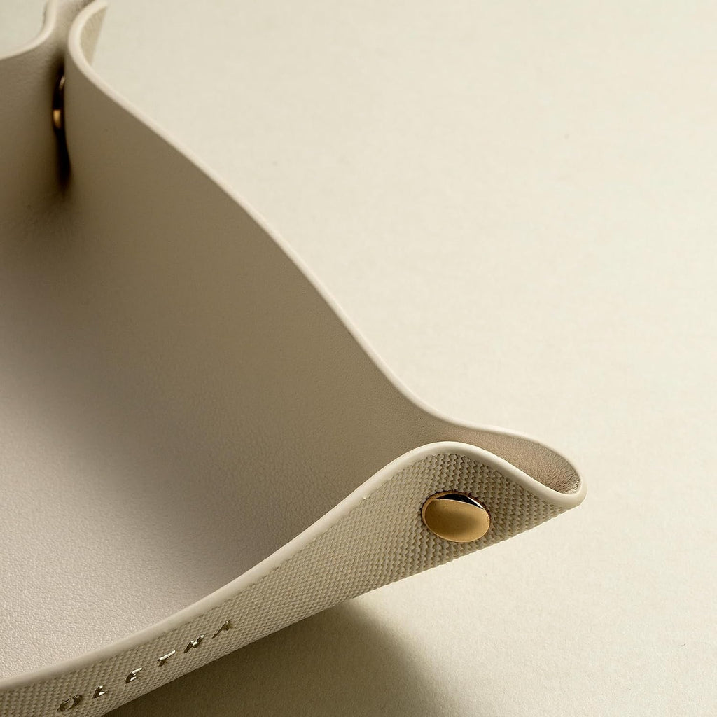 OLETHA Foldable Valet Tray, Travel Essentials, Canvas Grain, Greige