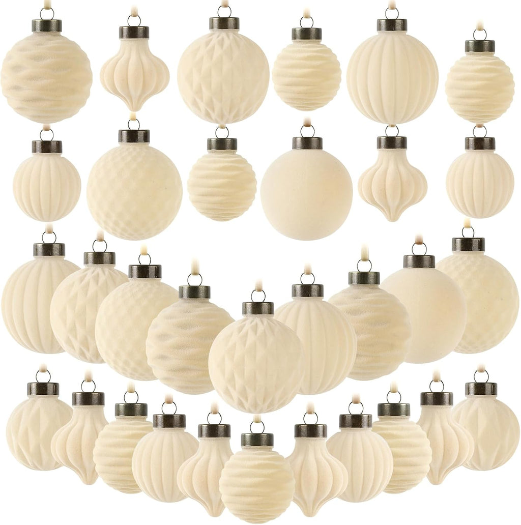 ZenNex Christmas Ornaments,25Pack Velvet Christmas Ball,Xmas Decor Beige