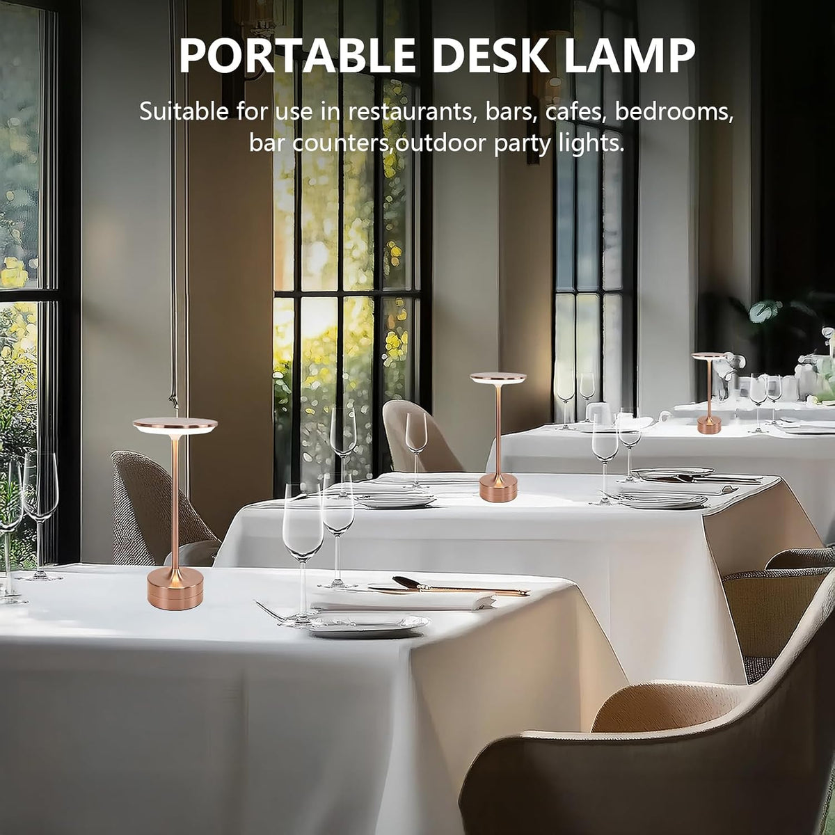 Small Table Lamp, Portable Metal Table Lamp, Cordless Rechargeable Table Lamp , 3 Color Stepless Dimmable Atmosphere Table Lamps for Patio, Camping, Coffee table decor lamp for Indoor/Outdoo(Rose)