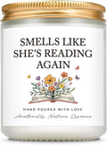 AceThrills Book Lovers Gifts for Book Lovers Women, Bookish Gifts for Readers - Lavender Scented Soy Wax Candle (She's Reading Again)