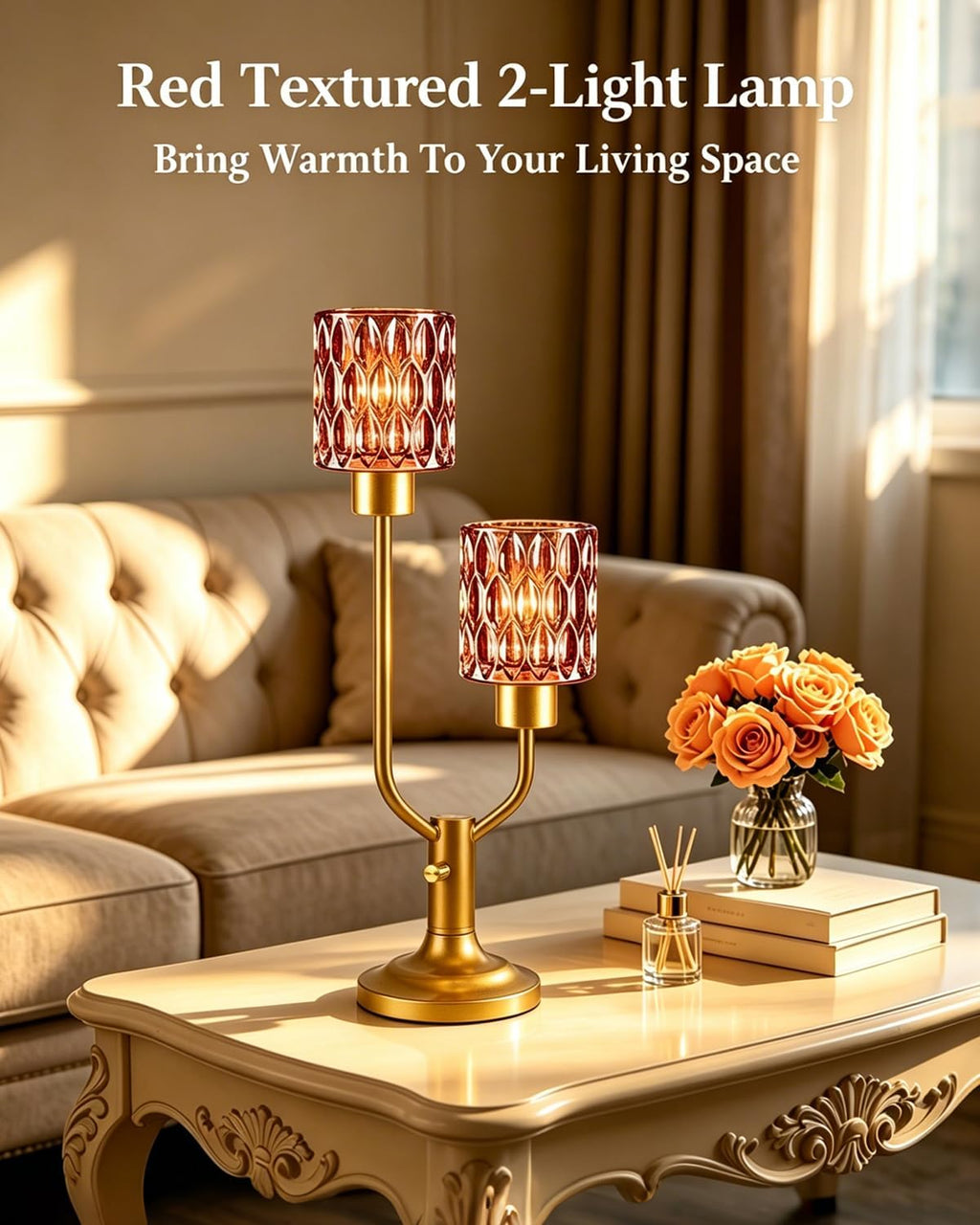 Lightdot Mid Century Modern Table LampVintage Lamp Red Glass Gift Dimmable