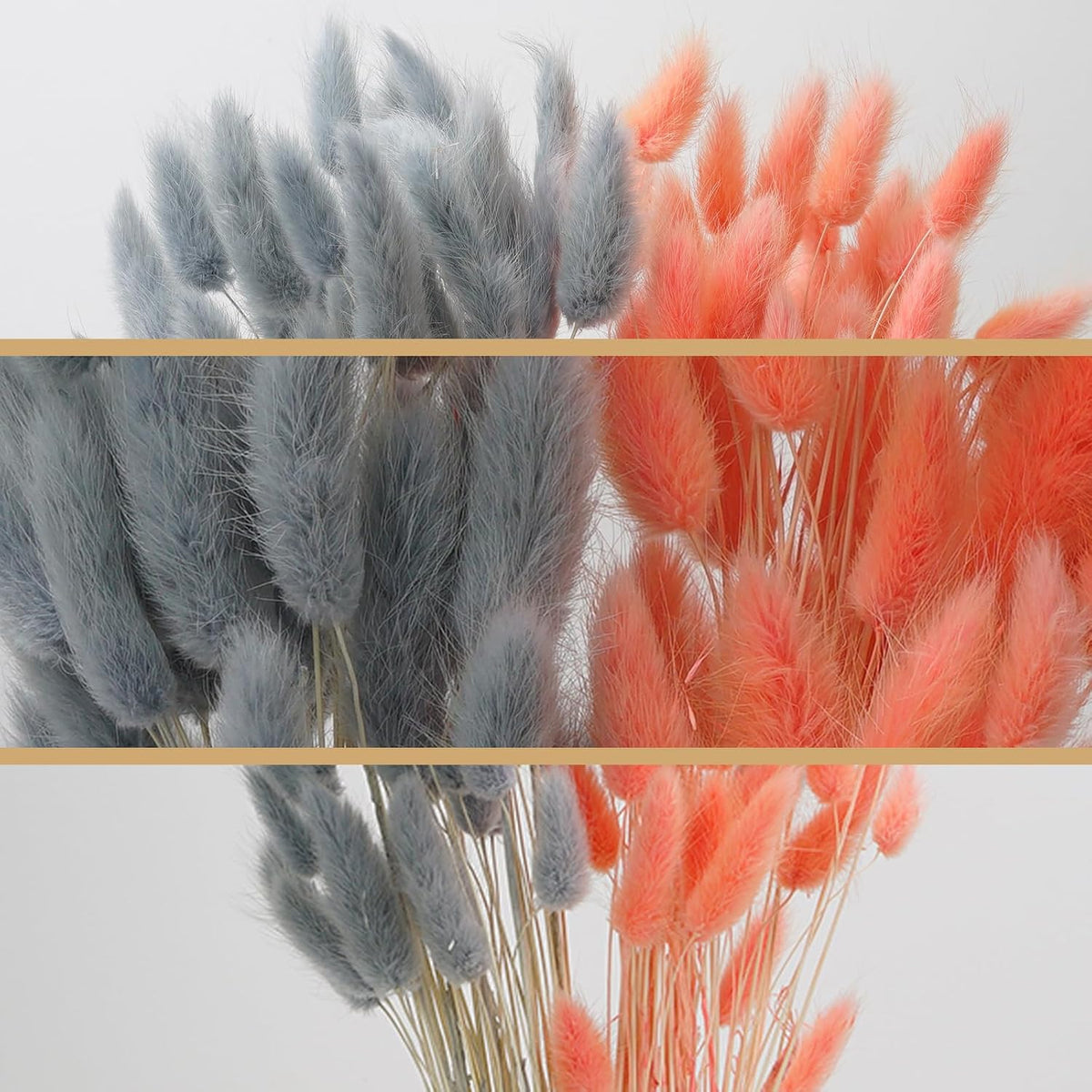 100 Pcs Pink and Grey Bunny Tails Dried Flowers