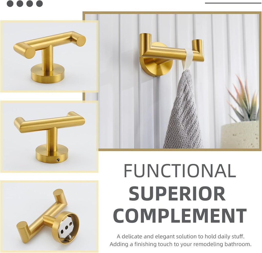 Angle Simple Towel Hook Brushed Dark Gold, Bath Towel Holder Wall Mount
