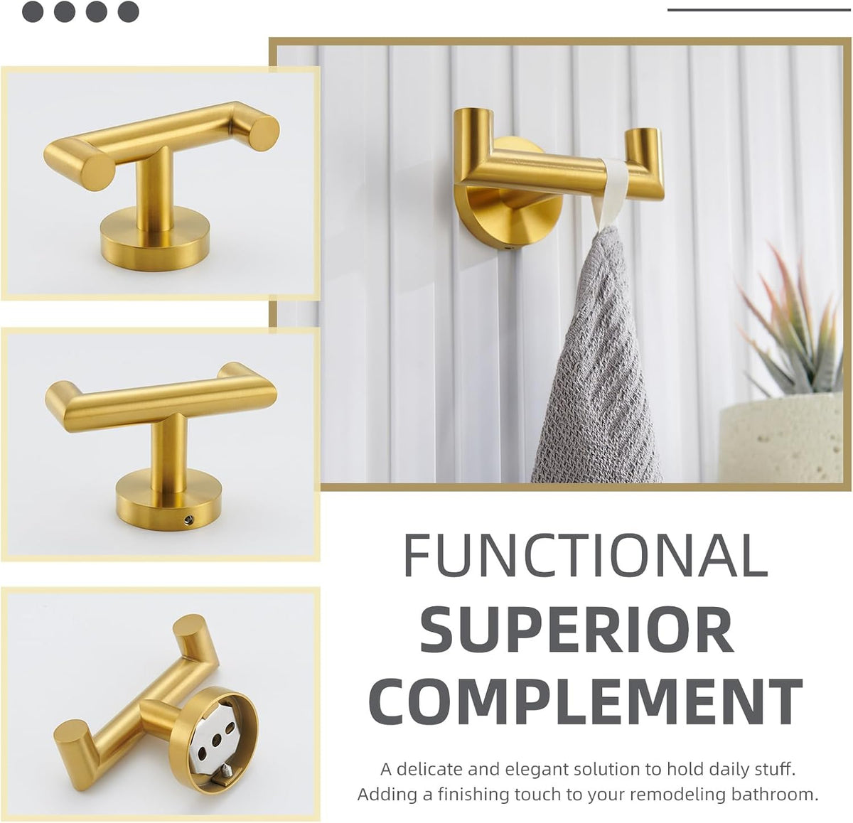 Angle Simple Towel Hook Brushed Dark Gold, Bath Towel Holder Wall Mount