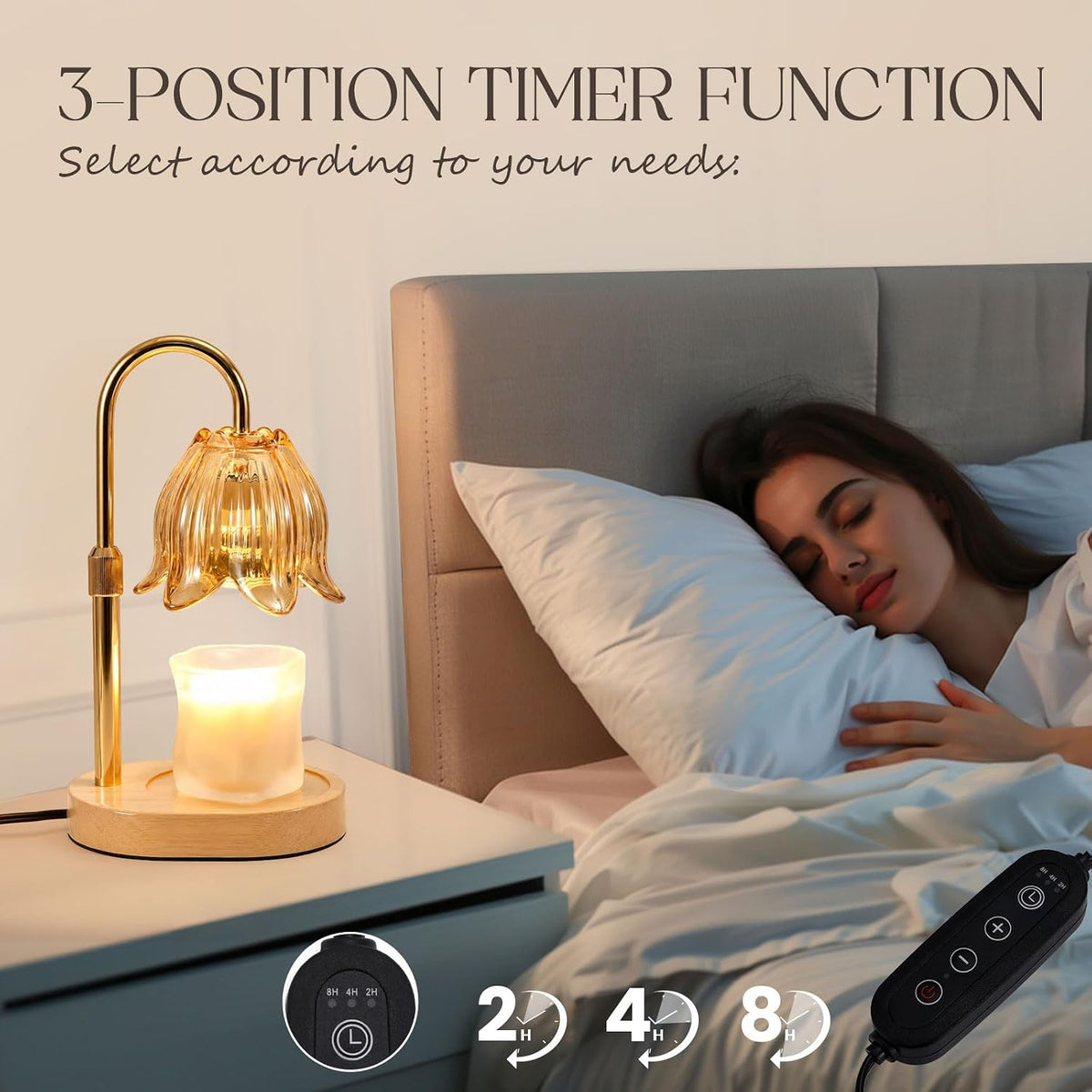 SnowBB Flower Candle Warmer Lamp, Timer Dimmer, Adjustable Height, Gift for Women Mom Friend Sister, House Warming Gift New Home Decor, Vintage Wax Melt Warmer, Birthday Christmas White Elephant Gifts