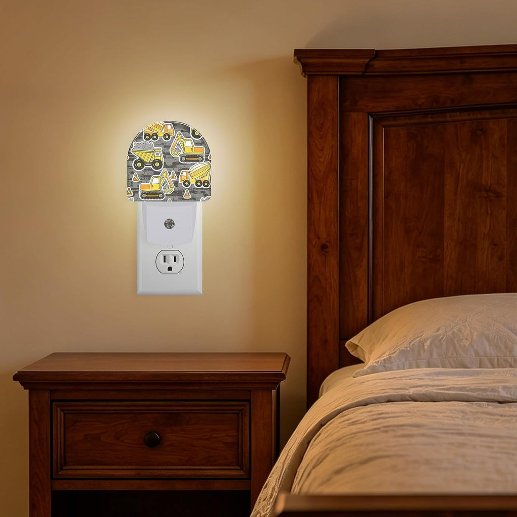 Night Light Excavator Transporter Truck Night Lights Plug into Wall with Dusk to Dawn Smart Sensor for Bedroom Bathroom Hallway Kitchen, Warm Nightlights for Boys Girls Women Men