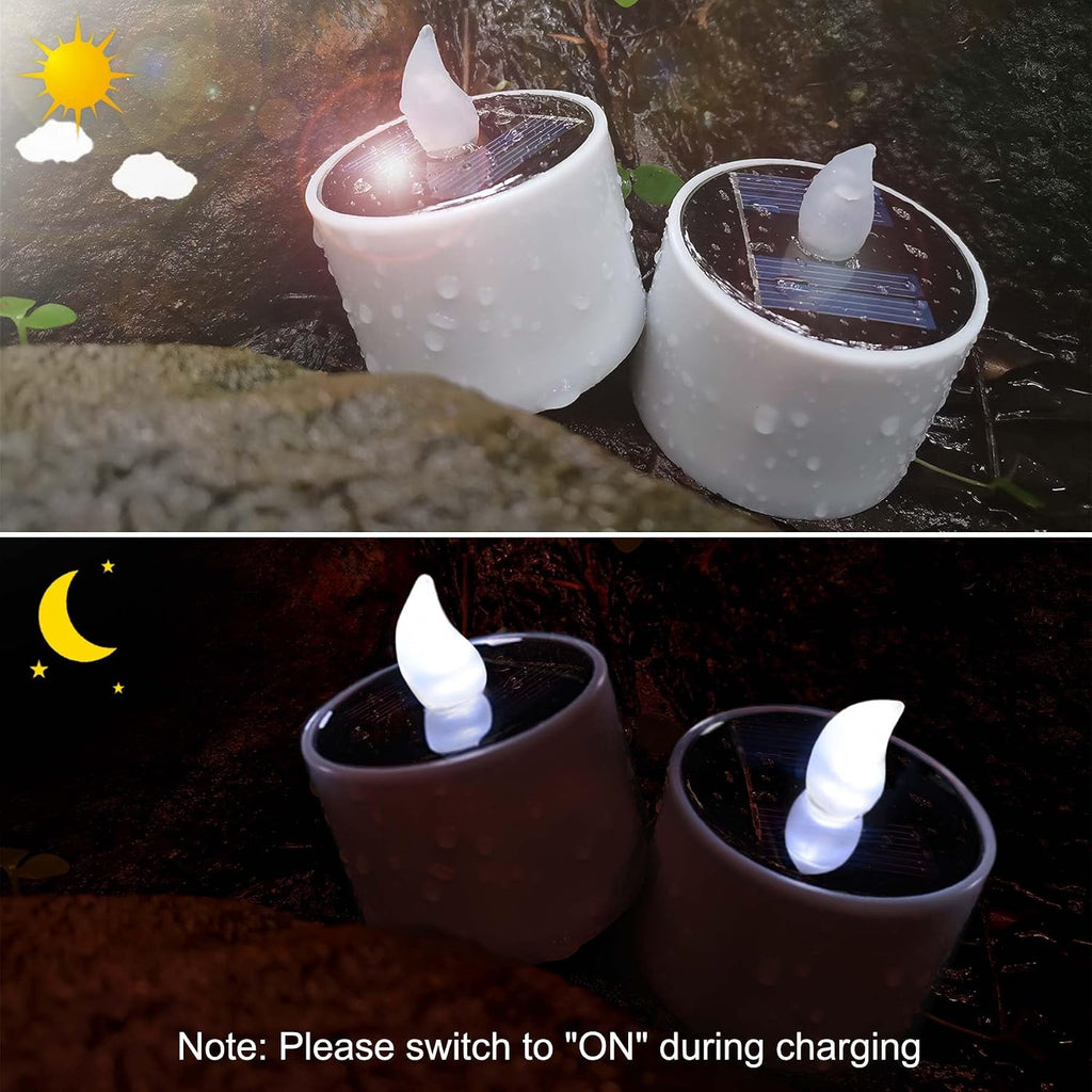 6 Pack Cool White Flickering Outdoor Waterproof LED Solar Candles