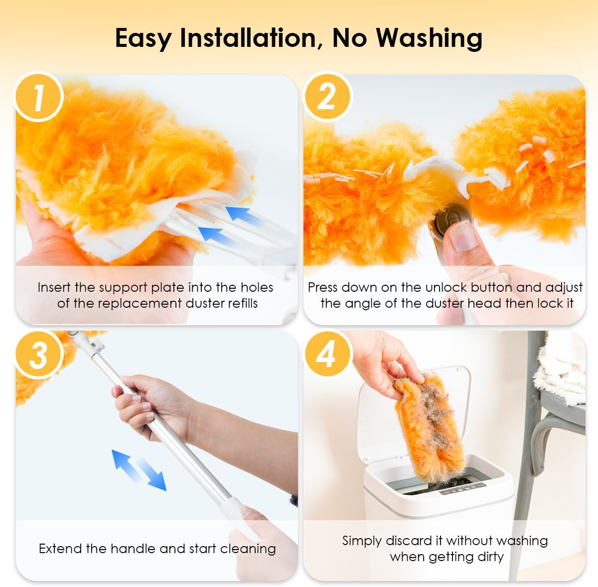 6ft Extendable Duster Kit 12 Refills for Swiffer Duster with Extension Pole