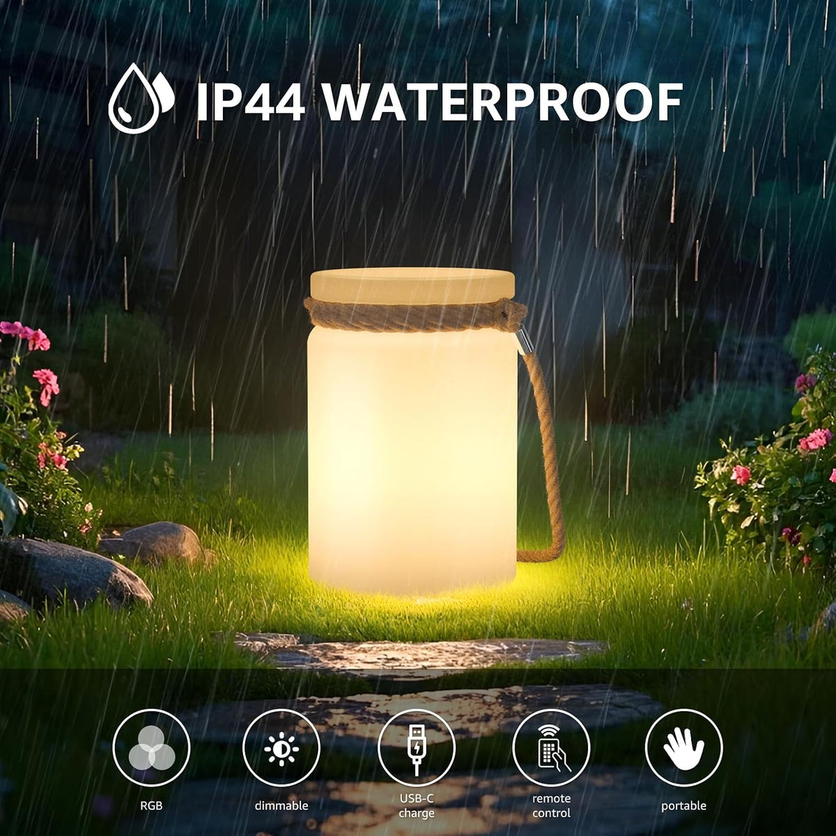 uuffoo Cordless Outdoor Table lamp with Remote