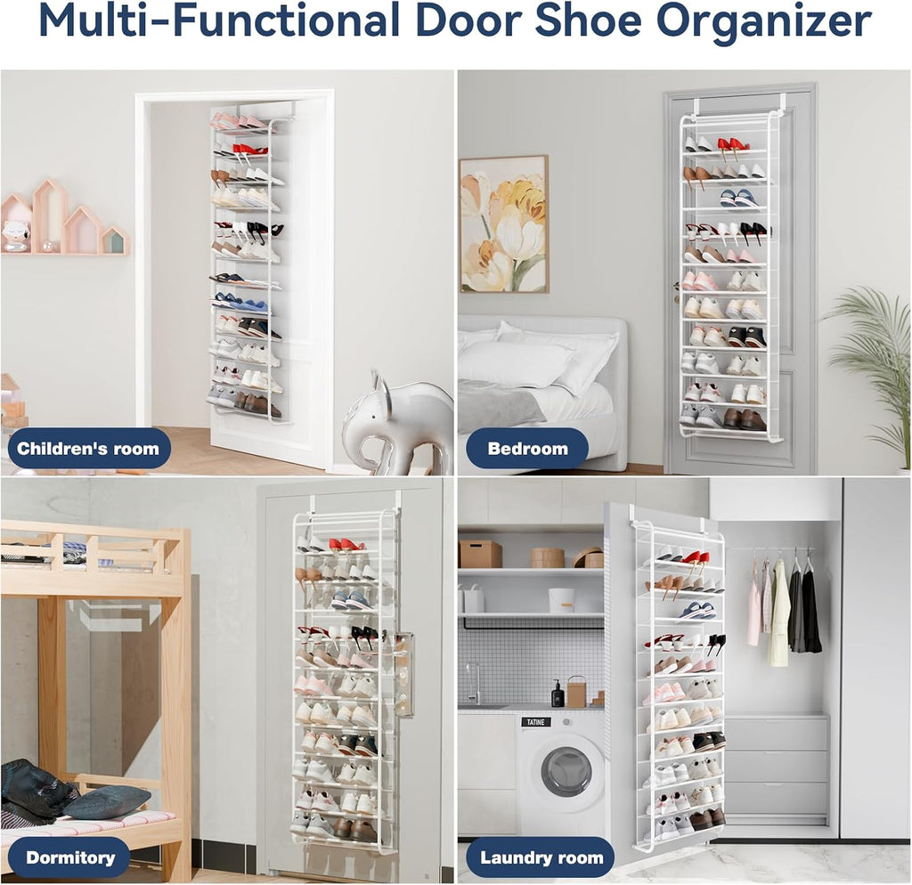 Whitmor 36 Pair Over The Door Shoe Organizer, 12 Tier Hanging Shoe Organizer, Heavy Duty Metal & Mesh Shoe Holder, Hanging Shoe Rack for Closet Organizer & Storage, 74" H x 21.7" W x 7.5" D, White1
