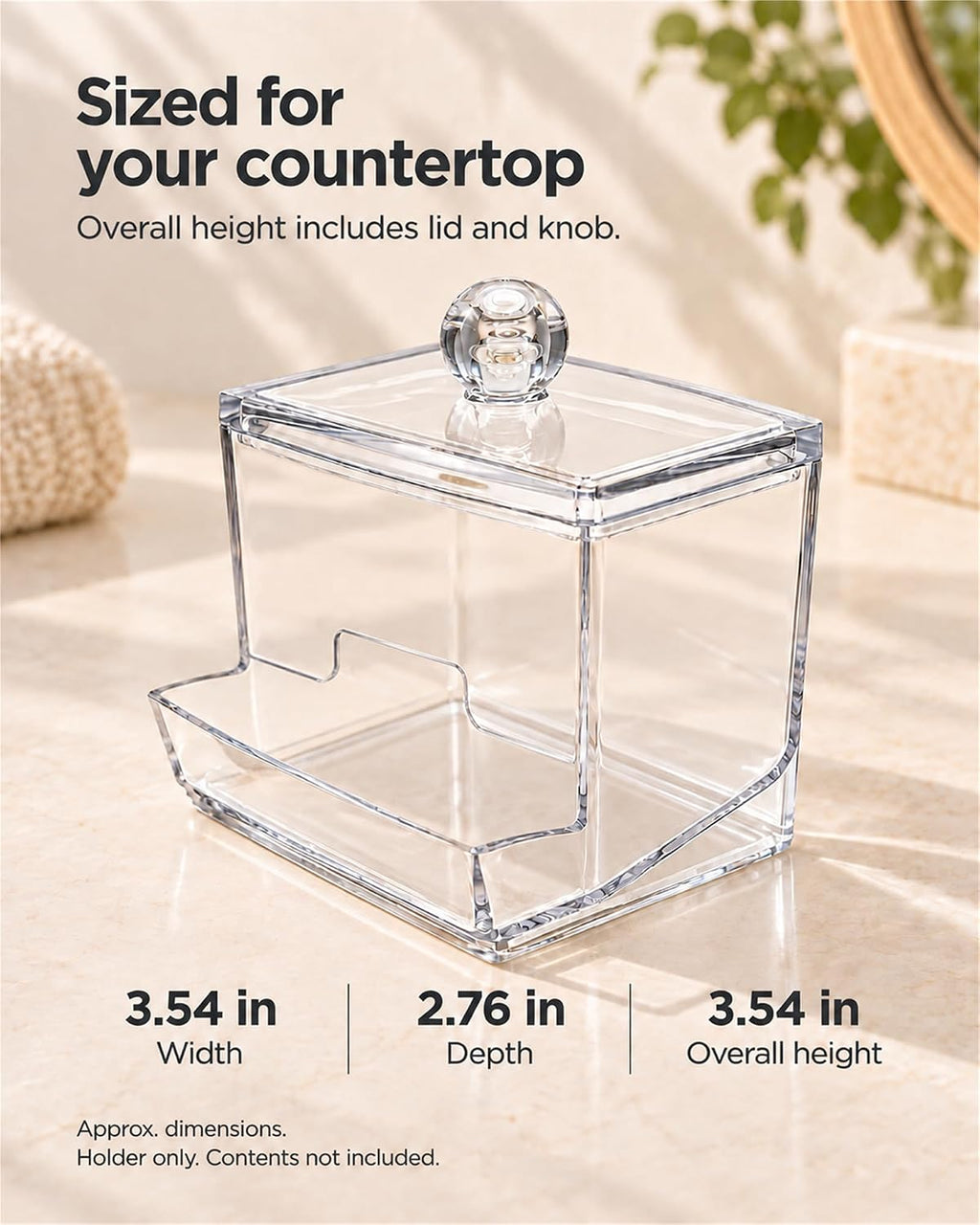 Cotton Swab Holder with Lid, Clear Plastic Swab Dispenser Jar