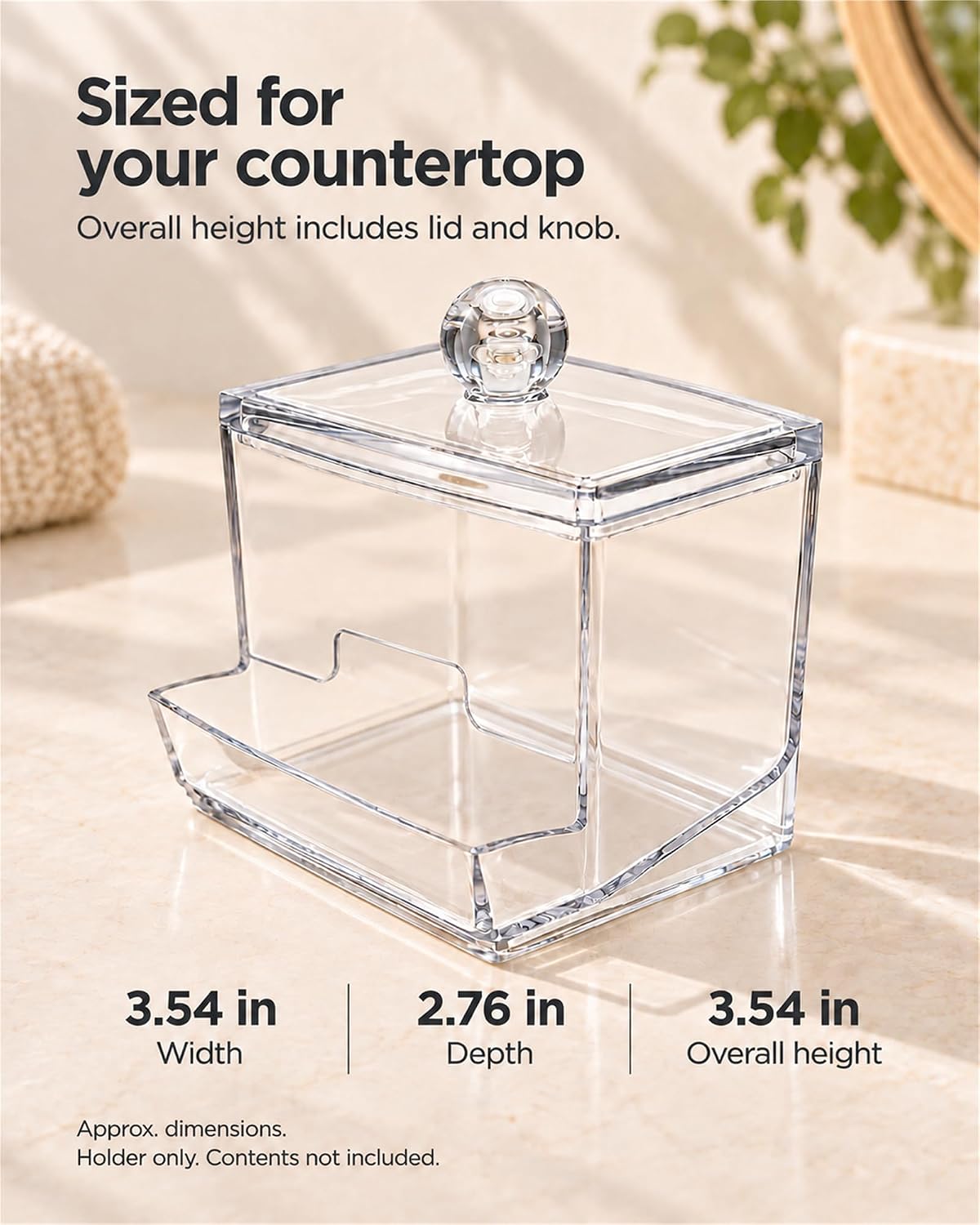 Cotton Swab Holder with Lid, Clear Plastic Swab Dispenser Jar